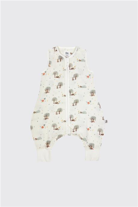 Owli Unisex Ekru Müslin Ayaklı Uyku Tulumu