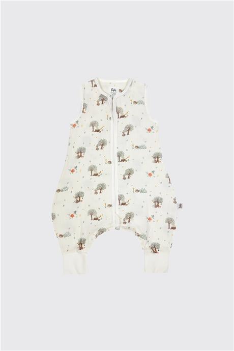 Owli Unisex Ekru Müslin Ayaklı Uyku Tulumu