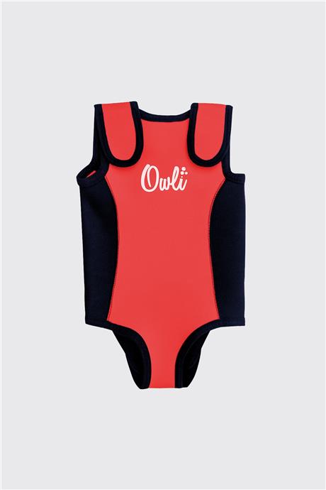 Owli Unisex Kırmızı Bebek Mayosu