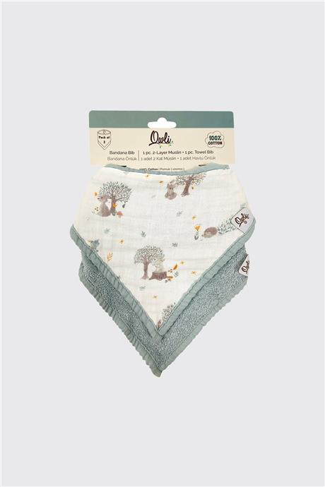 Owli Unisex Mavi Müslin 2'li Set