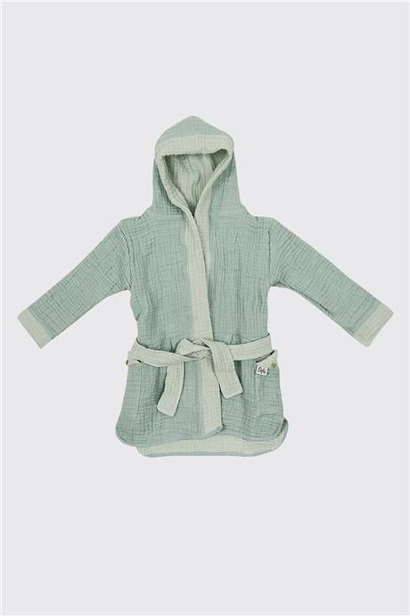 Owli Unisex Mavi Müslin Bornoz