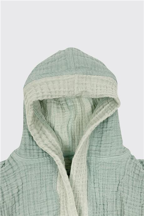 Owli Unisex Mavi Müslin Bornoz