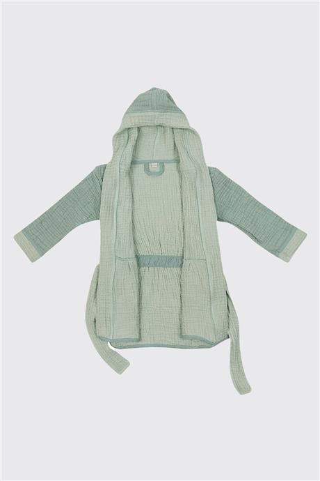 Owli Unisex Mavi Müslin Bornoz