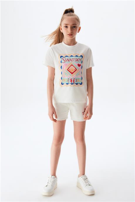 Swatsky Kız Çocuk Beyaz Tshirt