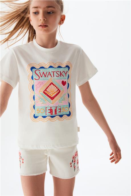 Swatsky Kız Çocuk Beyaz Tshirt