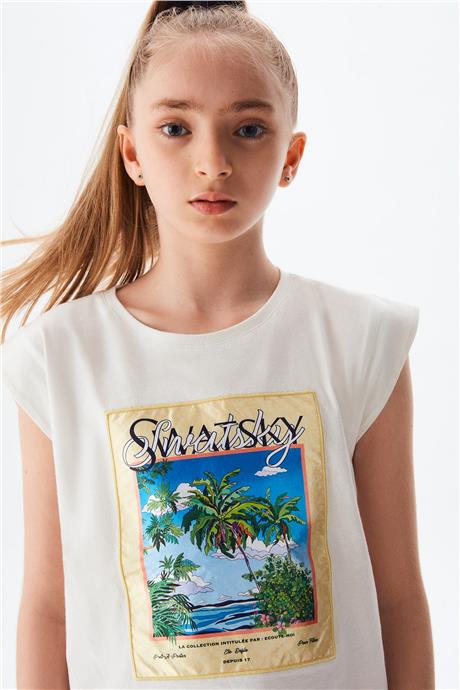 Swatsky Kız Çocuk Beyaz Tshirt