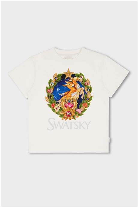 Swatsky Kız Çocuk Kırık Beyaz T-shirt