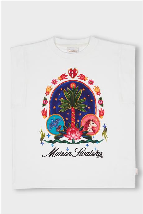 Swatsky Kız Çocuk Kırık Beyaz T-shirt