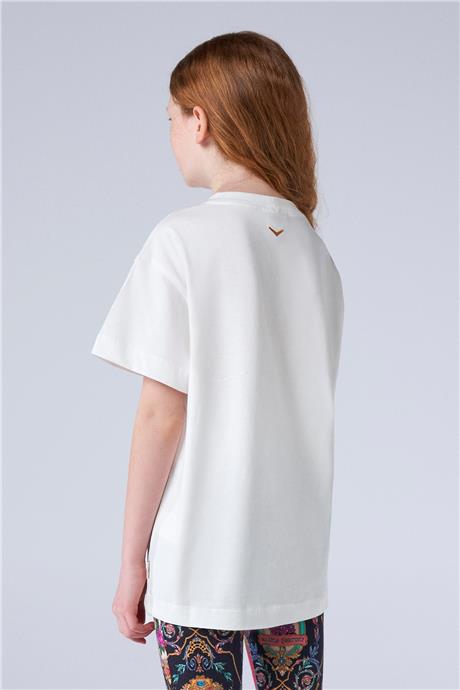 Swatsky Kız Çocuk Kırık Beyaz T-shirt