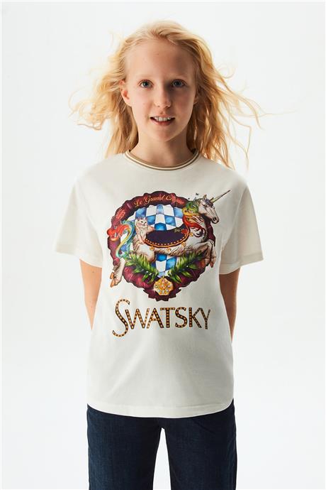 Swatsky Kız Çocuk Kırık Beyaz Tshirt