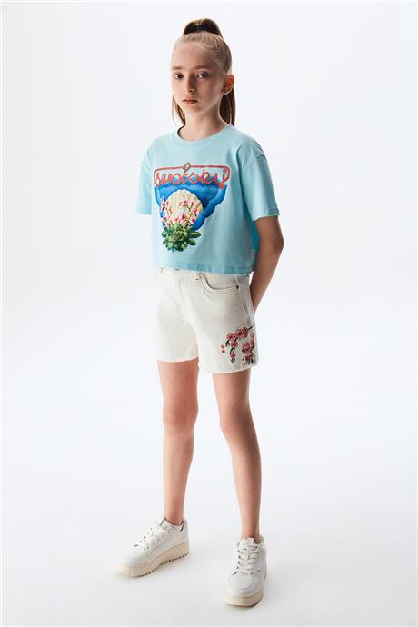 Swatsky Kız Çocuk Mavi Tshirt