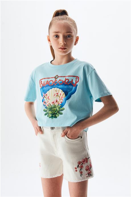 Swatsky Kız Çocuk Mavi Tshirt