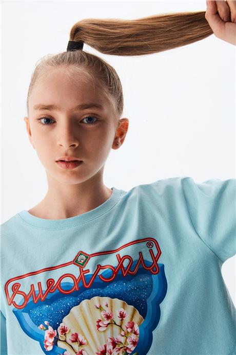 Swatsky Kız Çocuk Mavi Tshirt