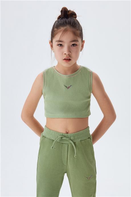 Swatsky Kız Çocuk Yeşil Crop Top