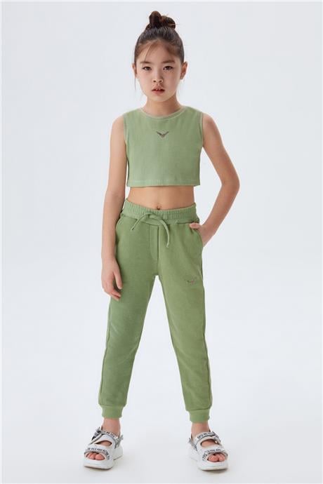 Swatsky Kız Çocuk Yeşil Crop Top