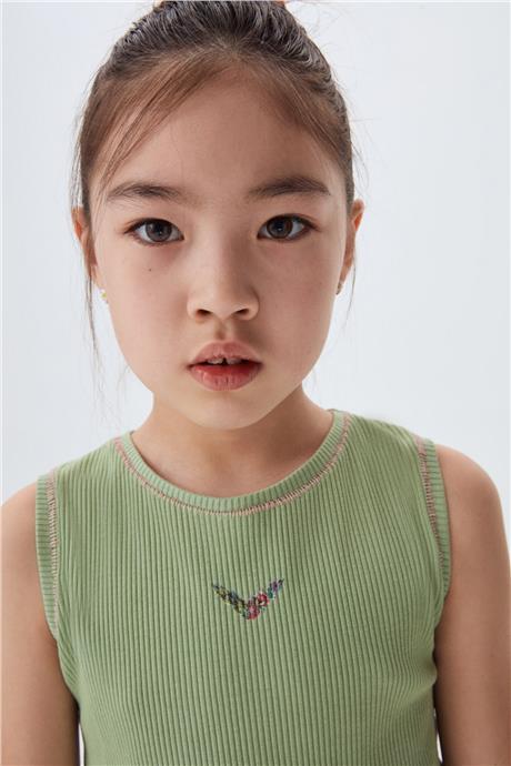 Swatsky Kız Çocuk Yeşil Crop Top