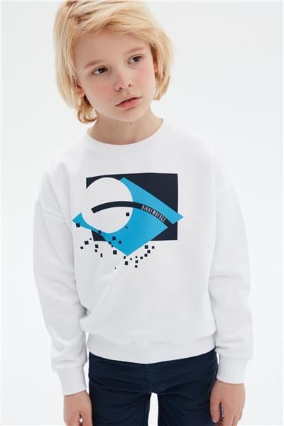 Bikkembergs Erkek Çocuk Beyaz Sweatshirt