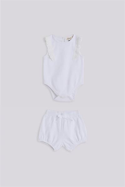 Gb Baby Basic Kız Bebek Beyaz Body ve Şort TakımıGb Baby Basic Kız Bebek Beyaz Body ve Şort Takımı