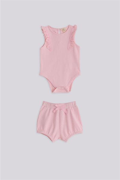 Gb Baby Basic Kız Bebek Pembe Body ve Şort TakımıGb Baby Basic Kız Bebek Pembe Body ve Şort Takımı