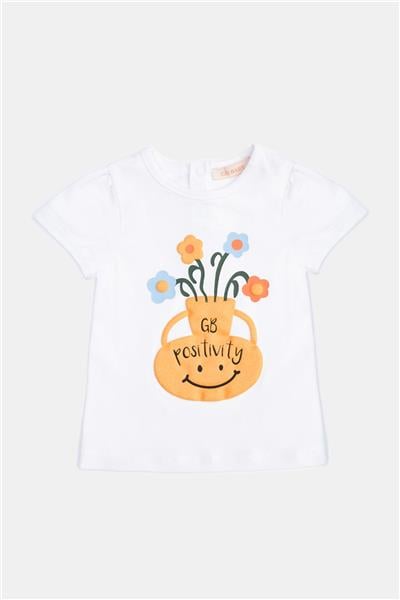 GB Baby Kız Bebek Kırık Beyaz Tshirt