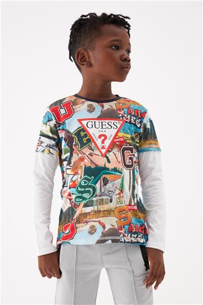 Guess Erkek Çocuk Desenli Tshirt