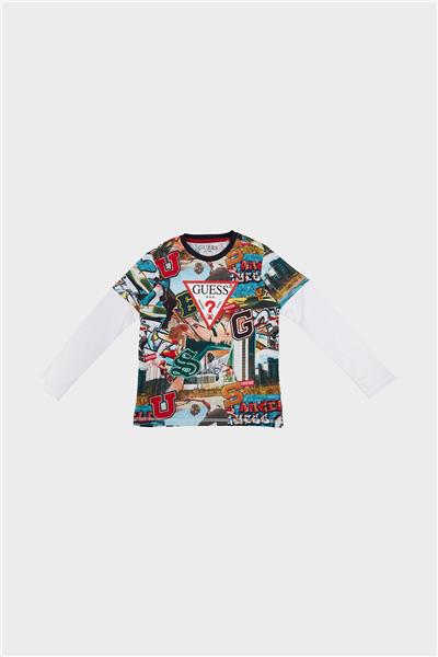 Guess Erkek Çocuk Desenli Tshirt