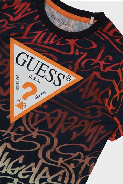 Guess Erkek Çocuk Siyah Turuncu T-Shirt