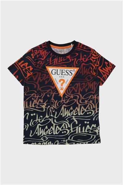 Guess Erkek Çocuk Siyah Turuncu T-Shirt