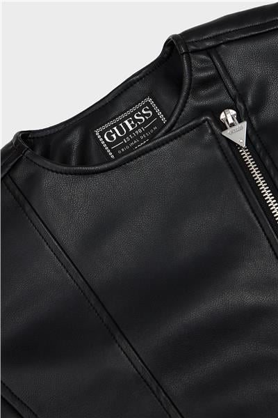 Guess Kız Çocuk Siyah Deri Ceket