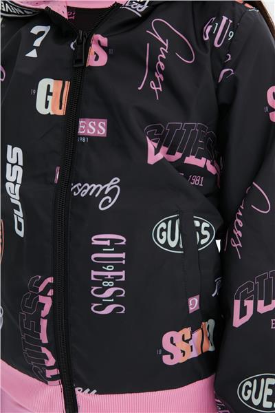Guess Kız Çocuk Siyah Pembe Ceket
