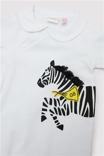 Layette Erkek Bebek Beyaz Tulum Takımı