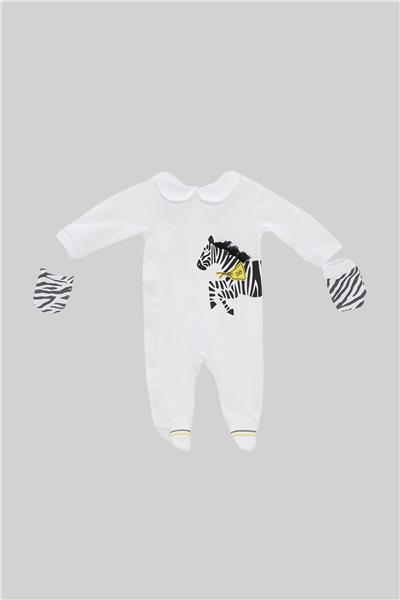 Layette Erkek Bebek Beyaz Tulum Takımı