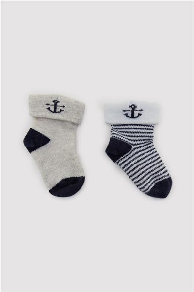 Layette Erkek Bebek Çizgili 2li Çorap