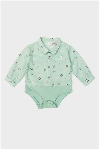 Layette Erkek Bebek Desenli Gömlek