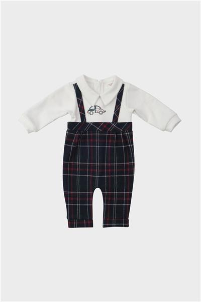 Layette Erkek Bebek Ekose Tulum