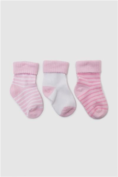 Layette Erkek Bebek Pembe 3lü Çorap Seti