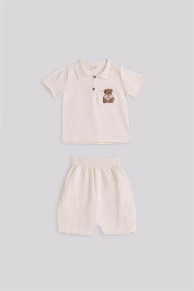 Layette Kız Bebek Beyaz Alt Üst Şort TakımLayette Kız Bebek Beyaz Alt Üst Şort Takım