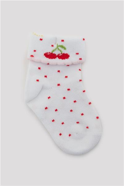 Layette Kız Bebek Desenli 3lü Çorap
