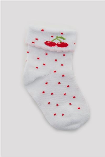 Layette Kız Bebek Desenli 3lü Çorap
