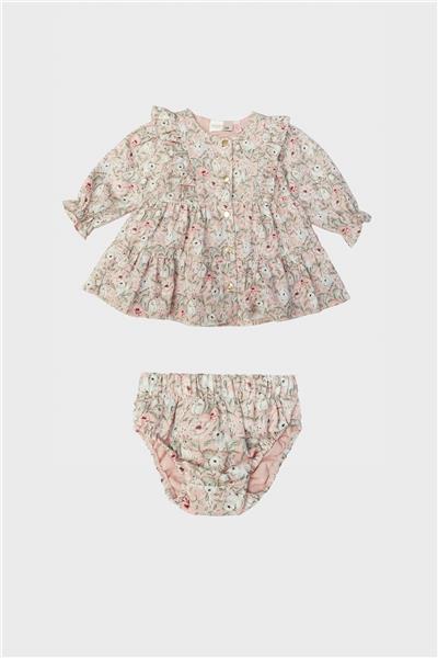 Layette Kız Bebek Desenli Elbise