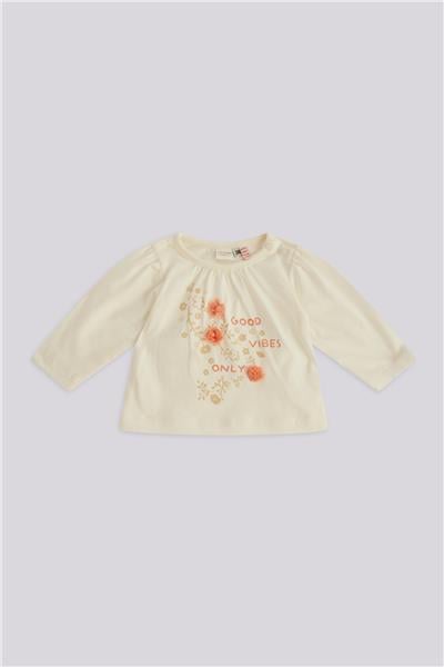 Layette Baby Girl Ecru Tshirt Layette Baby Girl Ecru Tshirt 