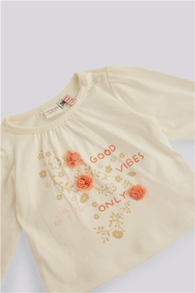 Layette Baby Girl Ecru Tshirt Layette Baby Girl Ecru Tshirt 