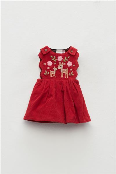 Layette Kız Bebek Kırmızı 2li Elbise Takımı