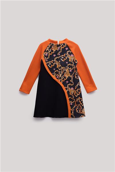 Lia Lea Kız Çocuk Oranj-Siyah Elbise