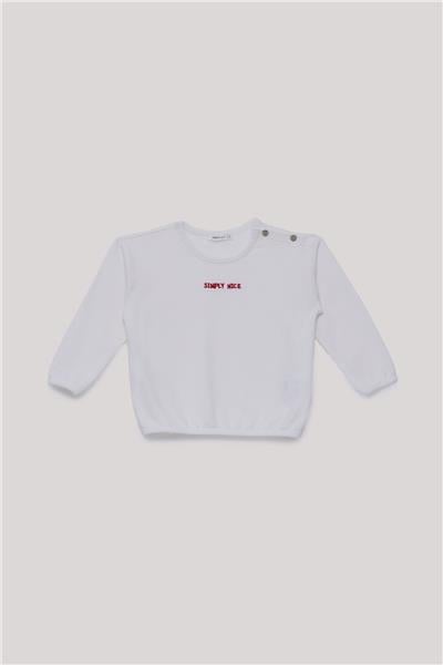 Nebbati Basic Erkek Bebek Ekru Sweatshirt