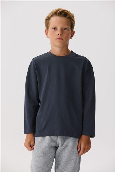 Nebbati Basic Erkek Çocuk Antrasit T-Shirt