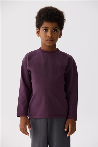 Nebbati Basic Erkek Çocuk Bordo T-Shirt
