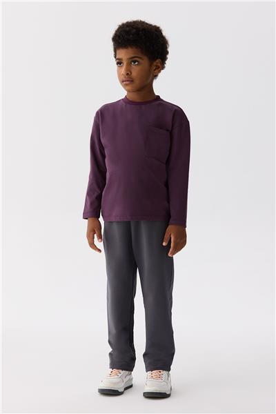 Nebbati Basic Erkek Çocuk Bordo T-Shirt