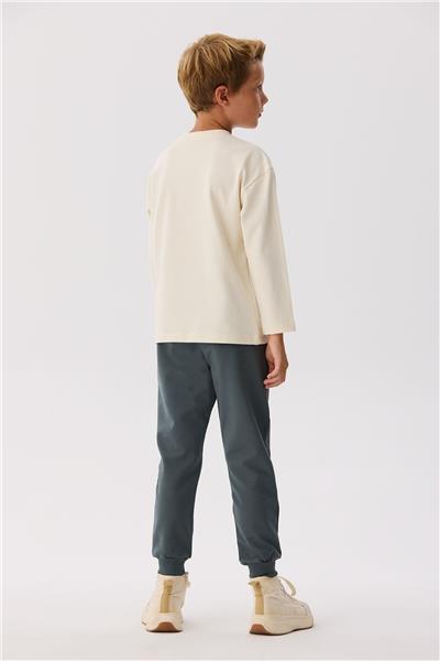 Nebbati Basic Erkek Çocuk Ekru T-Shirt