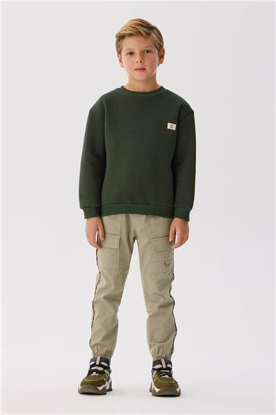 Nebbati Basic Erkek Çocuk Haki Sweatshirt